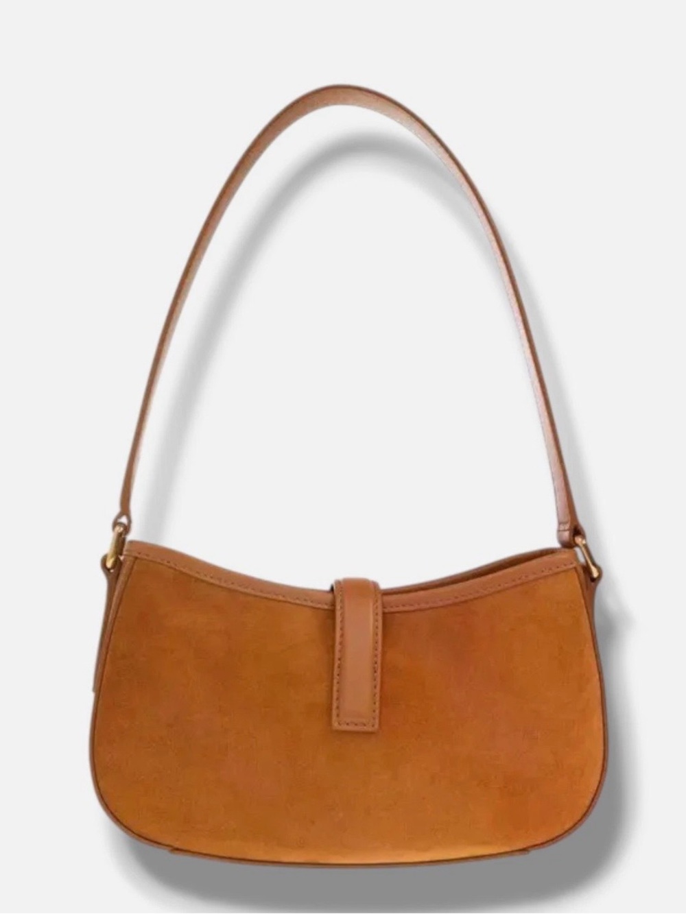 NEW ALEXANDER MCQUEEN LIGHT BROWN SUEDE LEATHER MINI T-BAR BUCKLE SHOULDER BAG - Picture 3 of 8